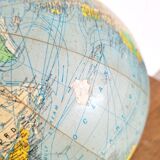 Vintage world map globe circa 1950