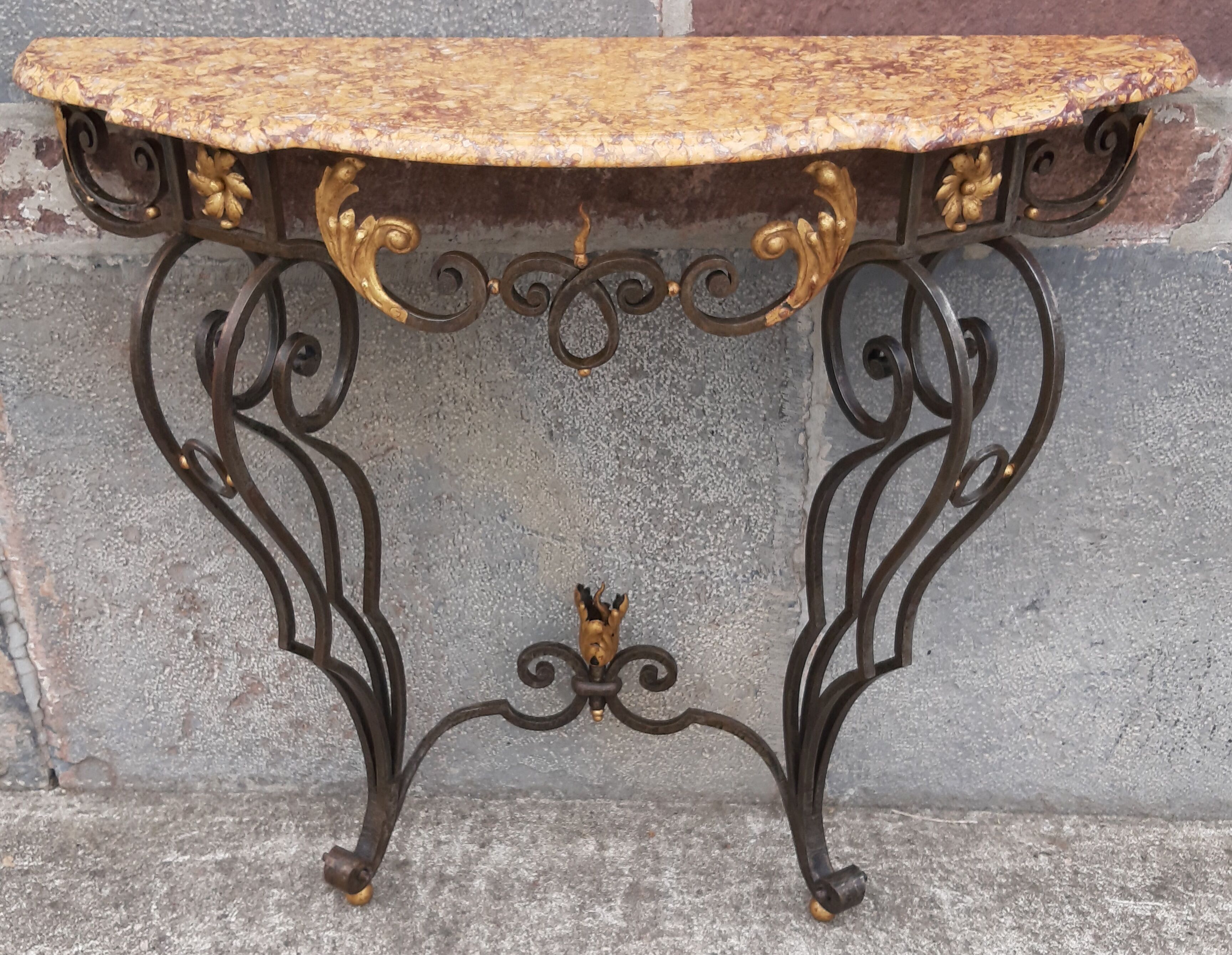 Console forged foot marble top