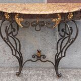 Console forged foot marble top