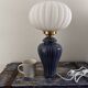 Geometric table lamp with pleated opaline shade