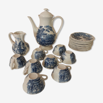 GIen porcelain coffee service, blue décor