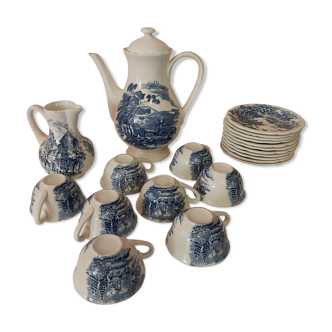 GIen porcelain coffee service, blue décor