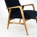 mid century vintage Fauteuil herenmodel 'Duivendrecht' donkerblauw | opnieuw bekleed