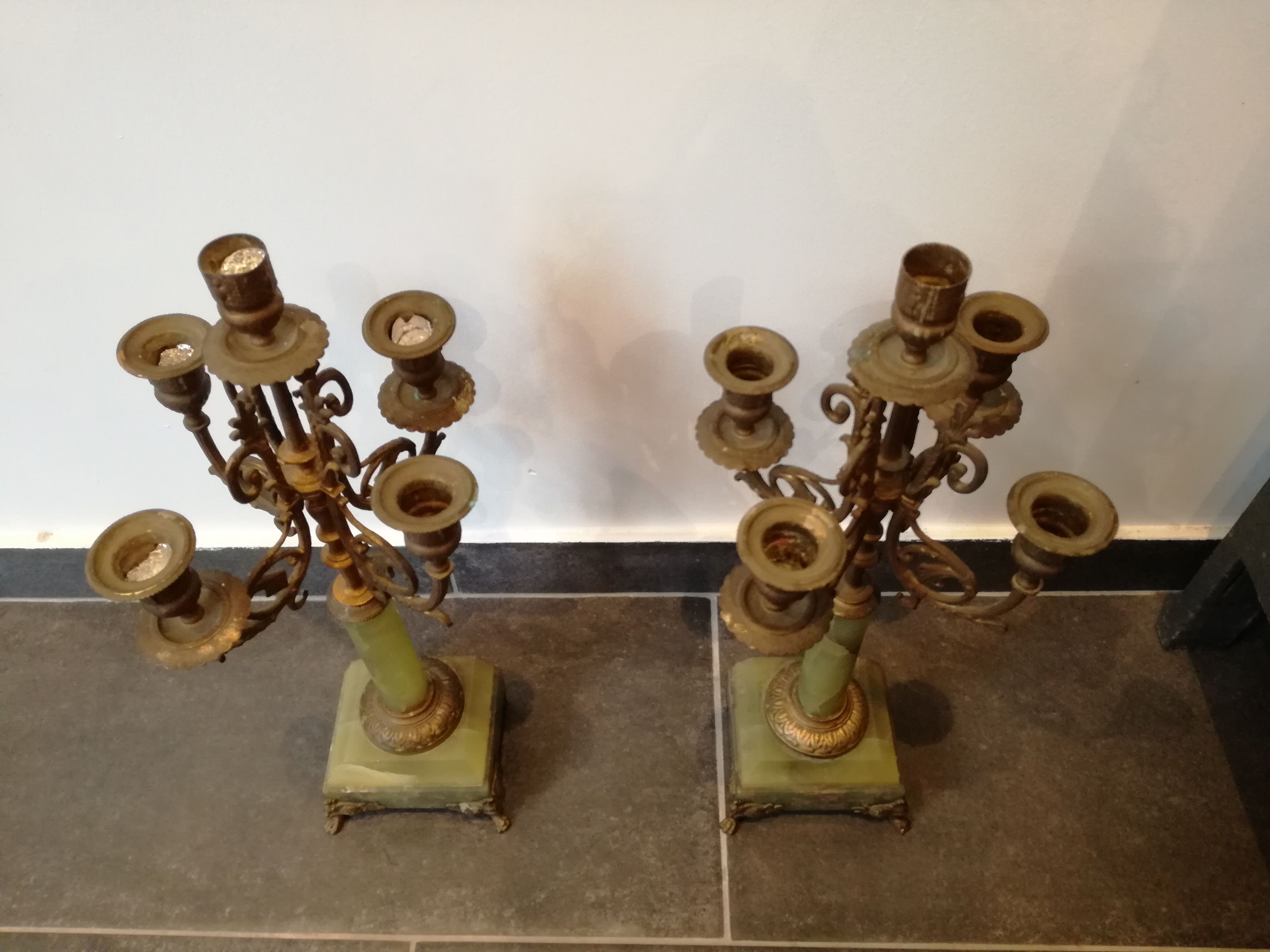 Napoleon III candelabra chandeliers in bronze and marble