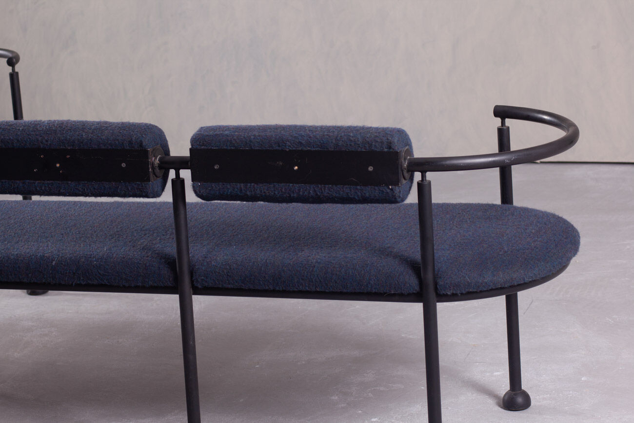 Postmodern steel and fabric bench, Italy, 1990s