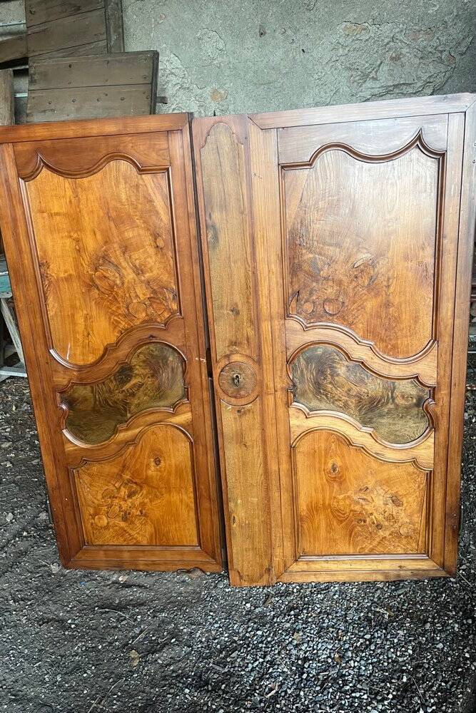 Pair of 19th-century walnut burl doors