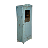Burmese teak glass cabinet with original blue-gray patina