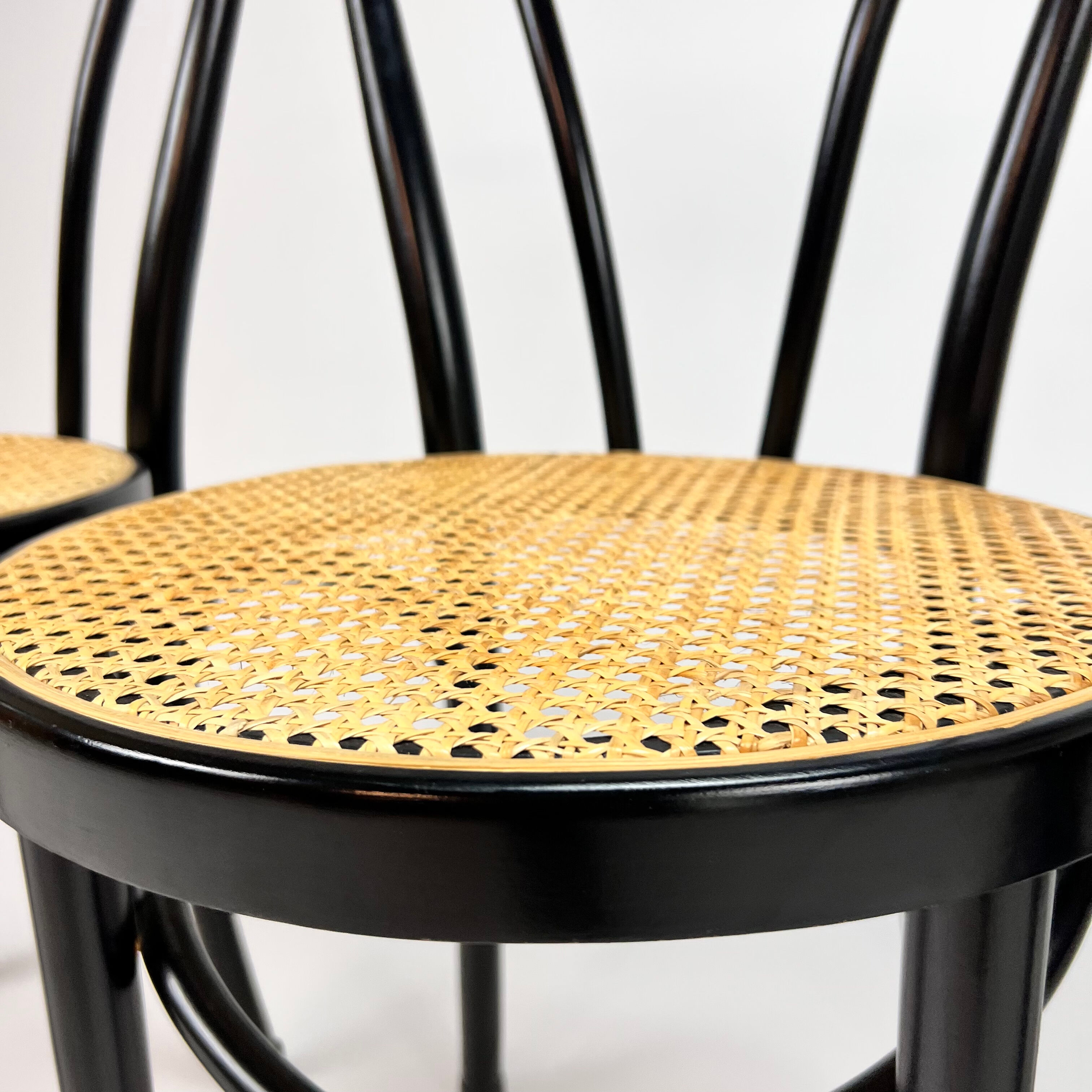 Set of 4 Bentwood and Cane Cafe Dining Chairs, 1990s
