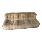 Sofa 3 places Kashima Line Roset velvet beige 70s