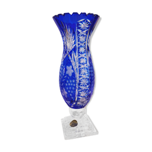vase bleu cristal soufflé