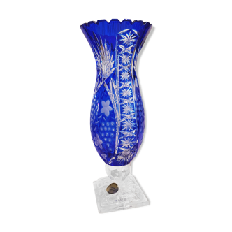 Vase bleu cristal soufflé