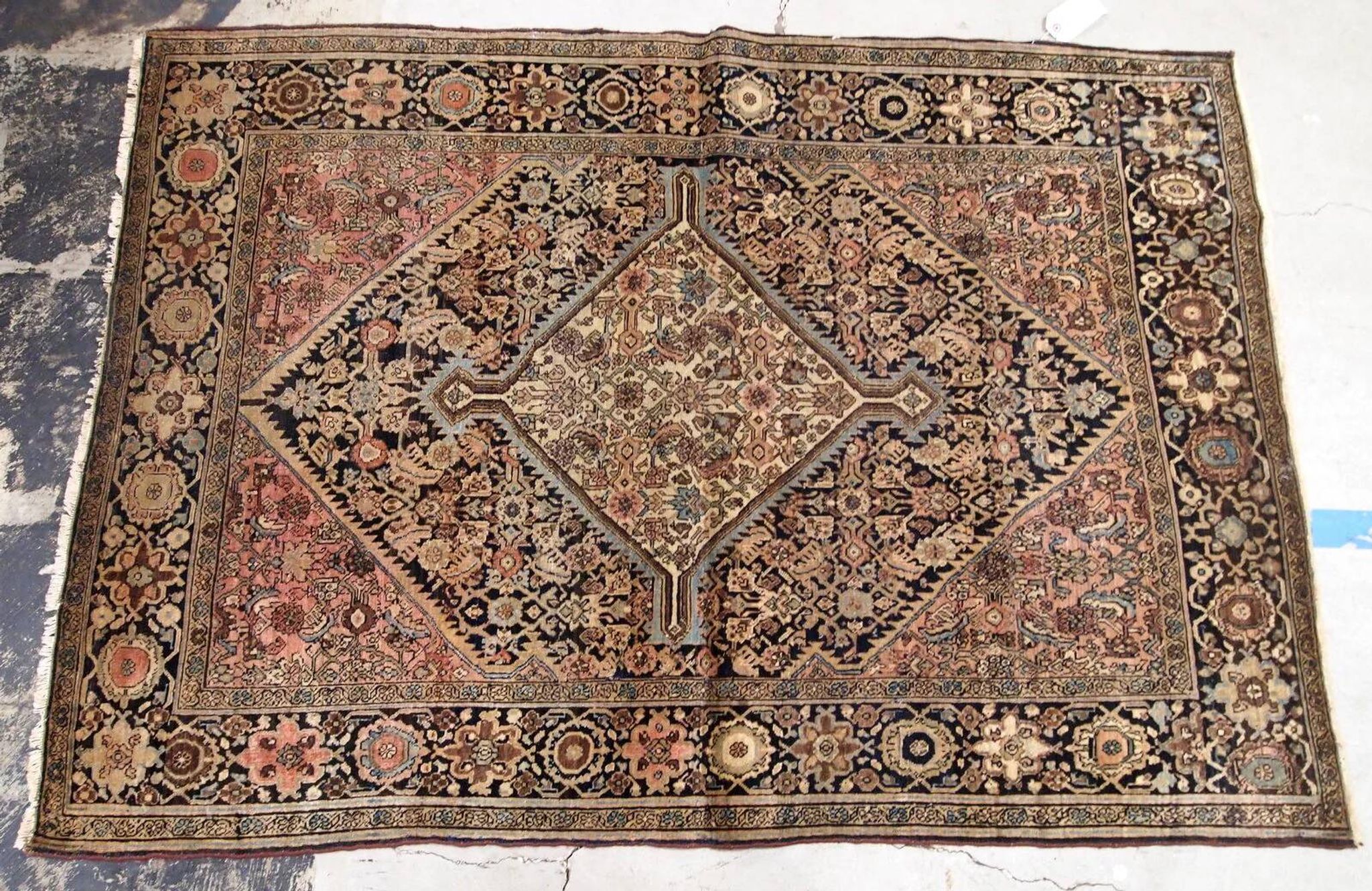 Handmade antique Persian Sarouk Farahan rug 103cm x 161cm 1880s