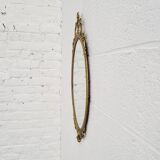 Oval Brass Medallion Mirror, Italy, 1950s