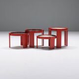 Stunning Nesting tables 780 in rare red by Gianfranco Frattini for Cassina Italy