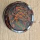 Round box and its 6 lacquered wooden coasters hand-painted.