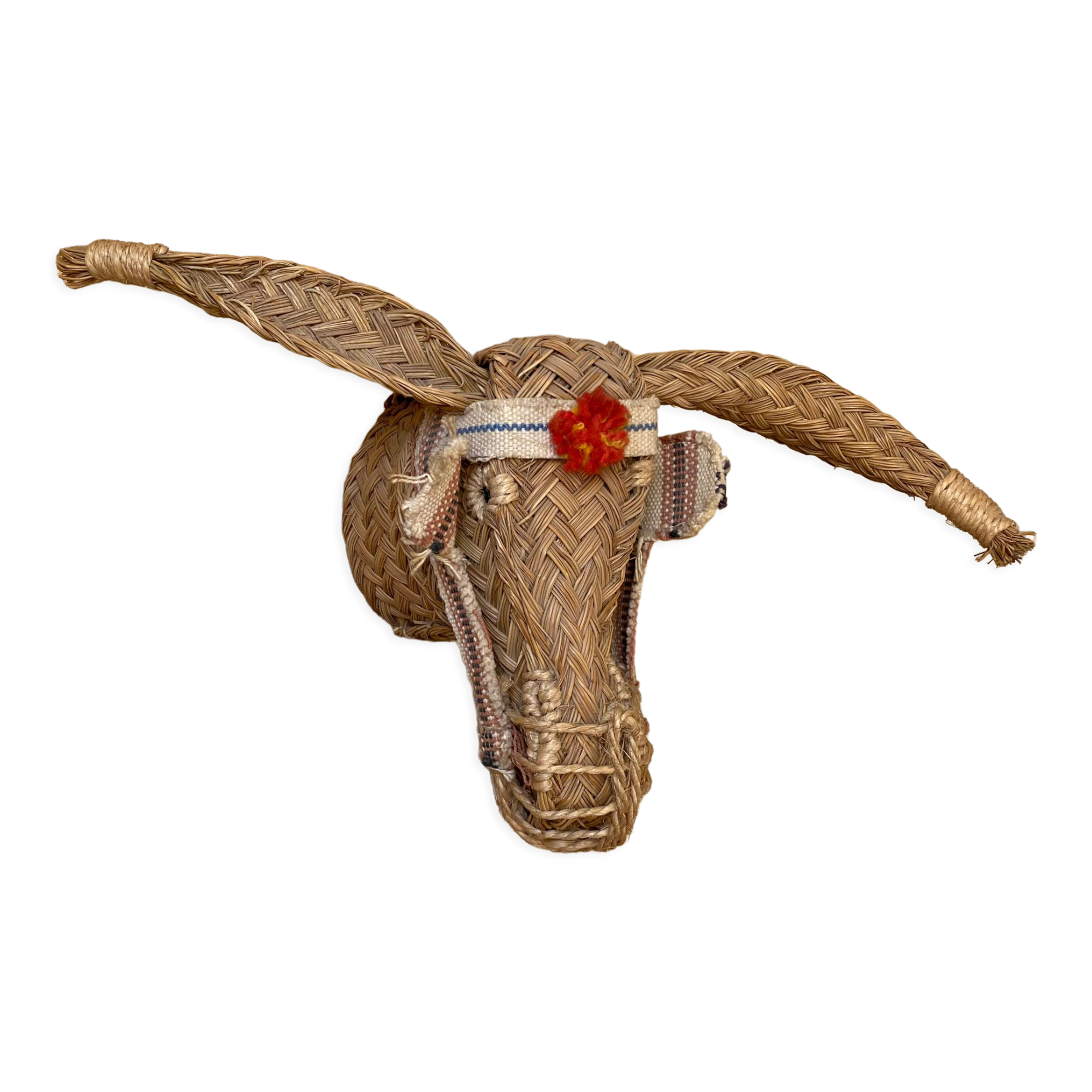 Straw donkey head trophy