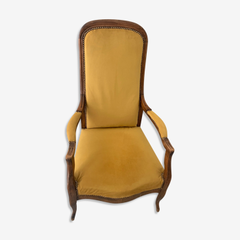 Louis Philippe style Voltaire armchair restored Yellow Mustard