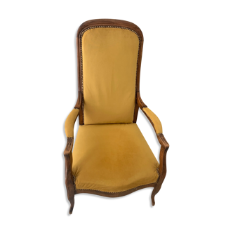 Louis Philippe style Voltaire armchair restored Yellow Mustard