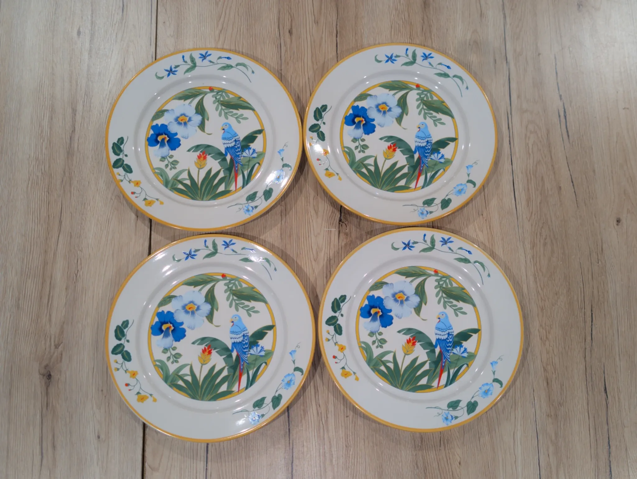 Lot of 4 Large Flat Plates Porcelain ARA Pier Import
