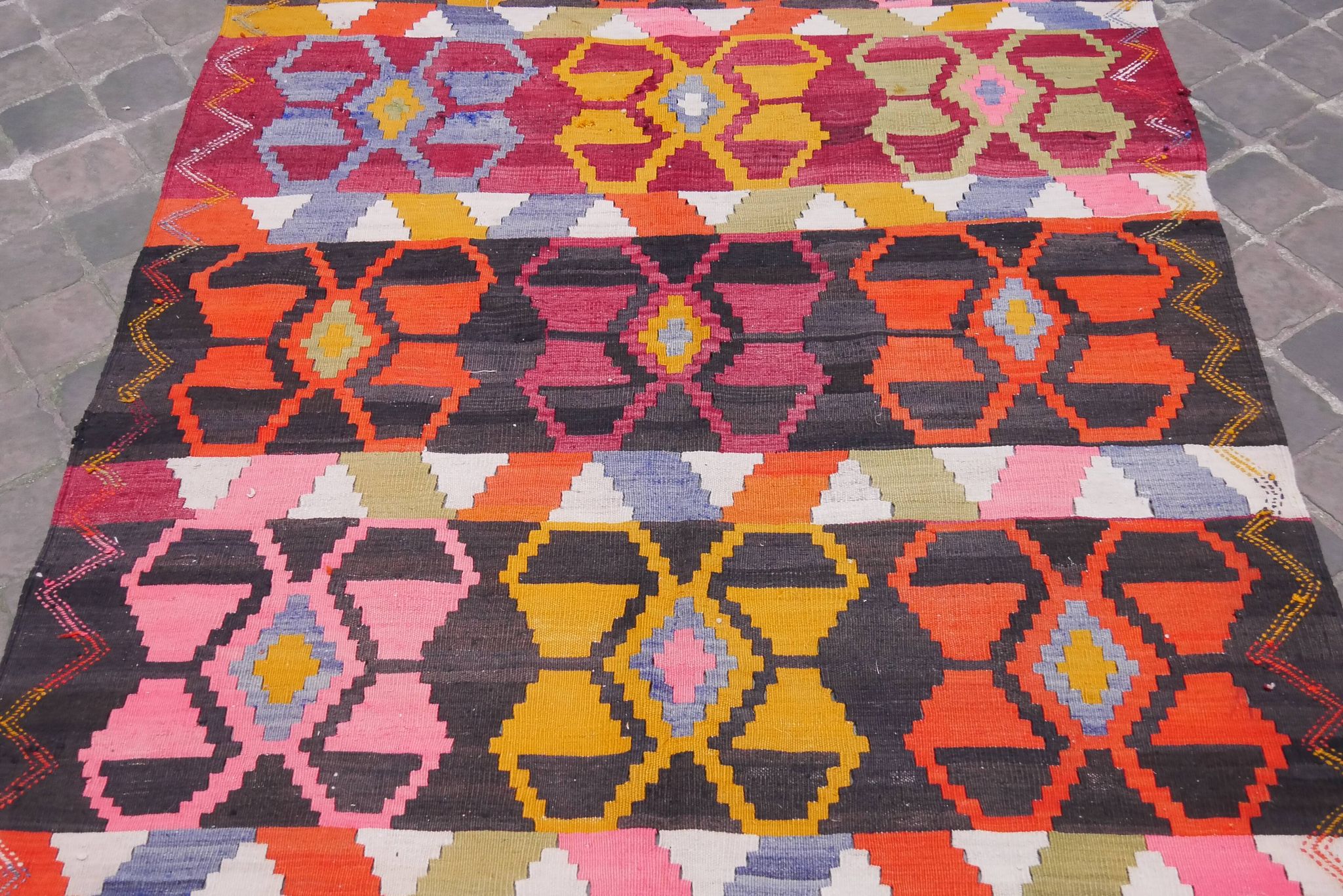 Old Oriental carpet kilim Anatolia 300 x 155 cm