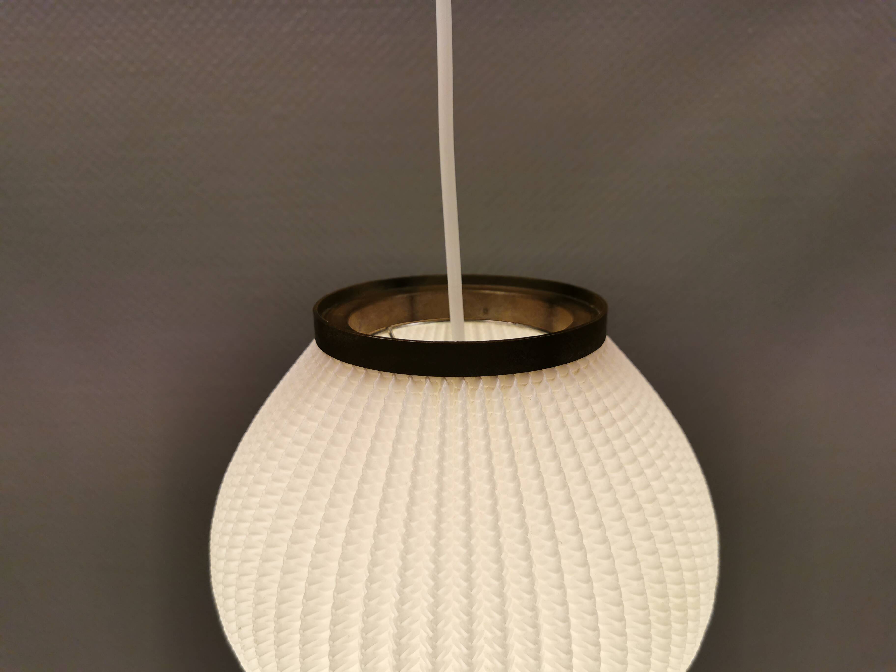 Pleated hanging lamp model Pearl Shade, produced by Hoyrup Light and designed by Lars E Schøiler