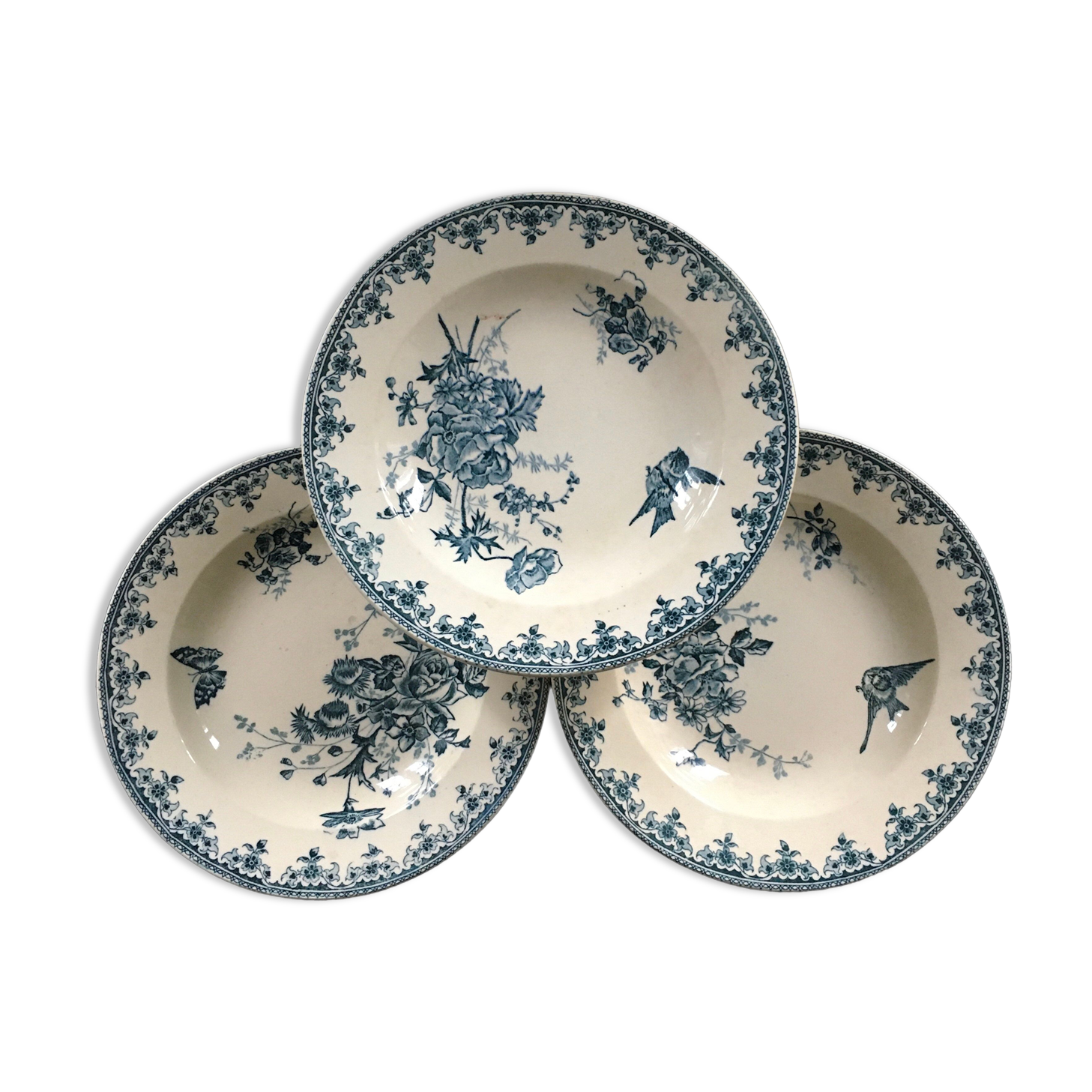Lot 3 assiettes terre de fer