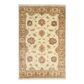 Handmade Cream Wool Rug, Traditional Floral Carpet for Bedroom Living Room
