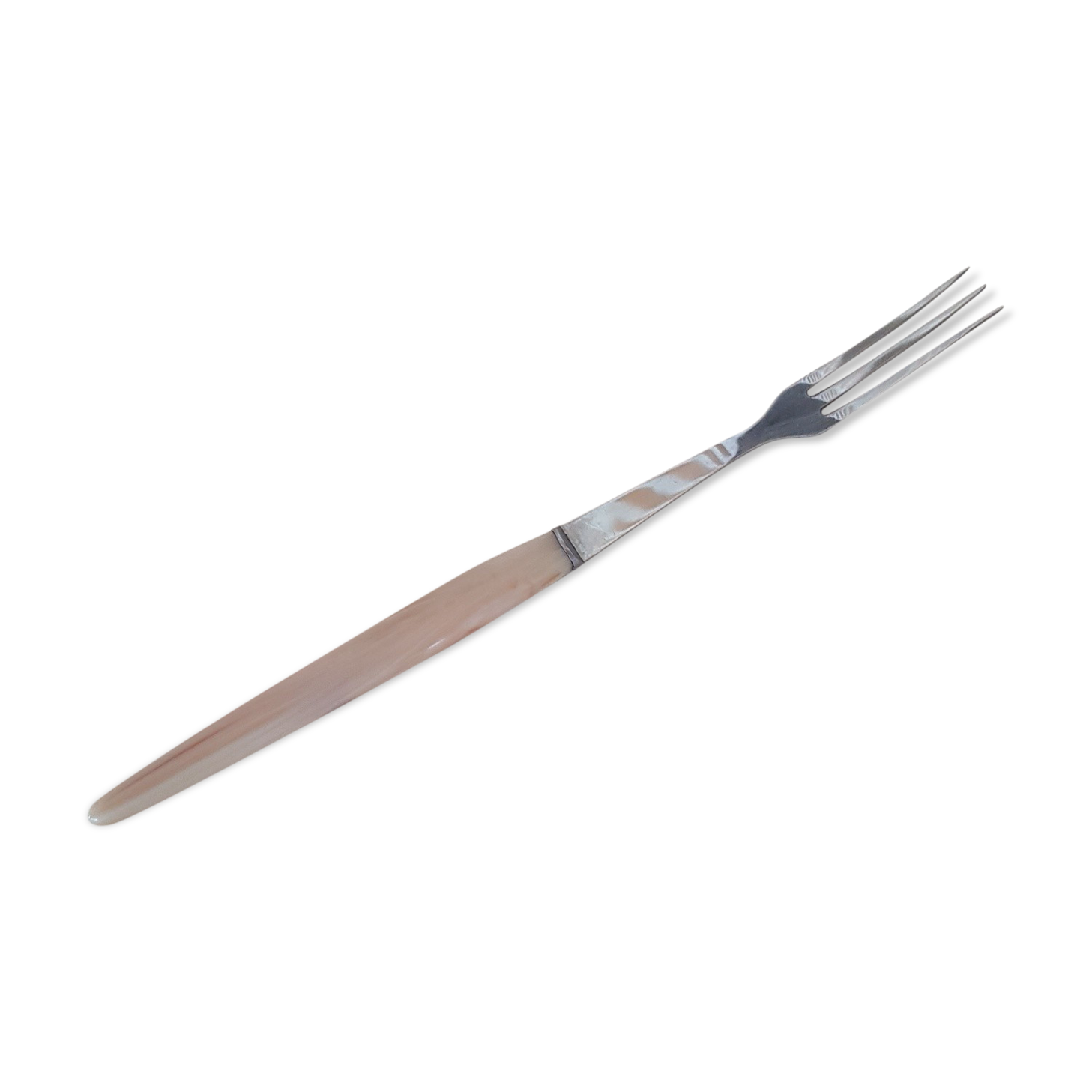Set of 6 fonted dessert forks in horn