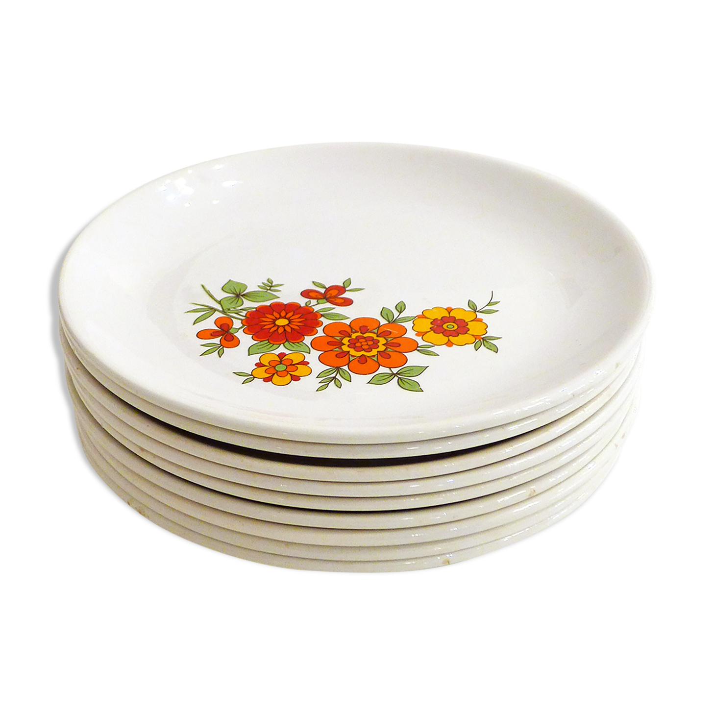 Set of 9 orchies flower plates