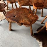 Set of 7 stools + 1 coffee table - brutalist movement