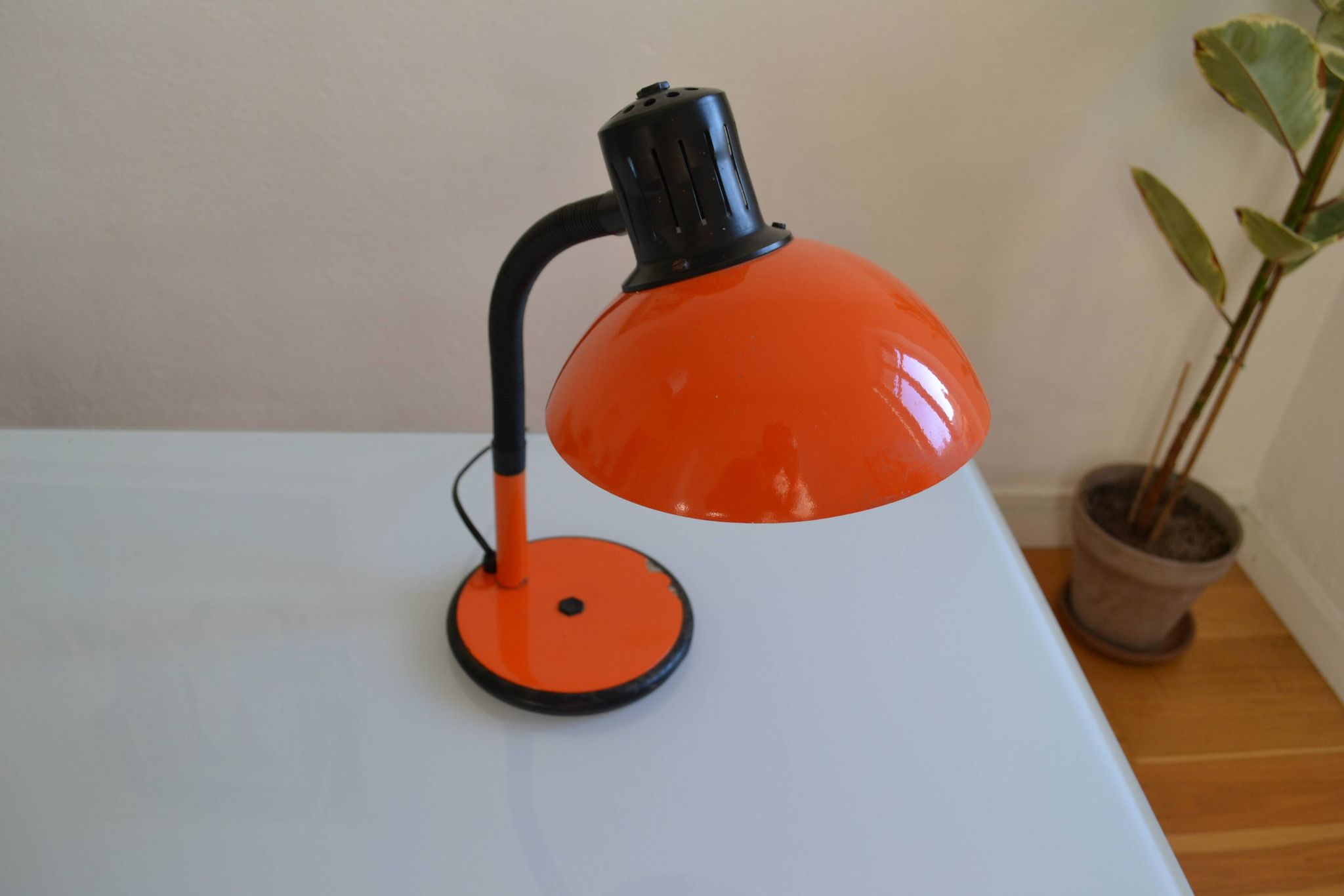 Vintage Aluminor France orange lamp from the 70s 1970