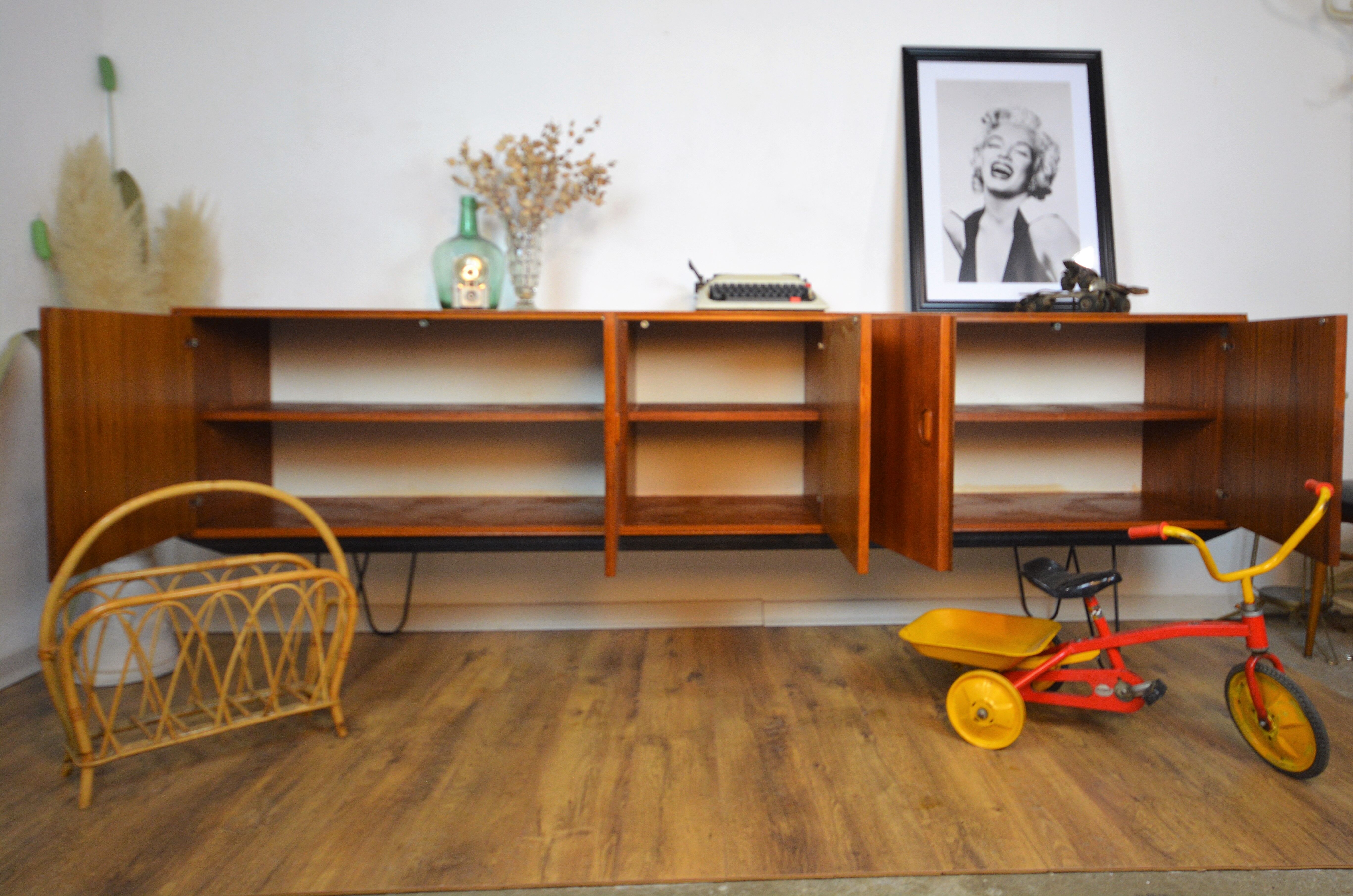 Scandinavian sideboard Fristho teak and metal