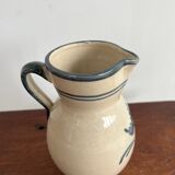 Off-white glossy ceramic decanter, hand-painted gray blue patterns H:20cm