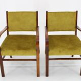 1940s Pair of Restored Beech Art Deco Armchairs ,Czechoslovakia
