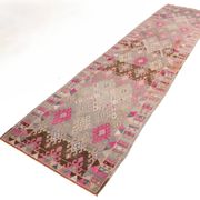 3x12 Pink & Brown Suğer Soft Modern Vintage Runner Rug, 92x376Cm
