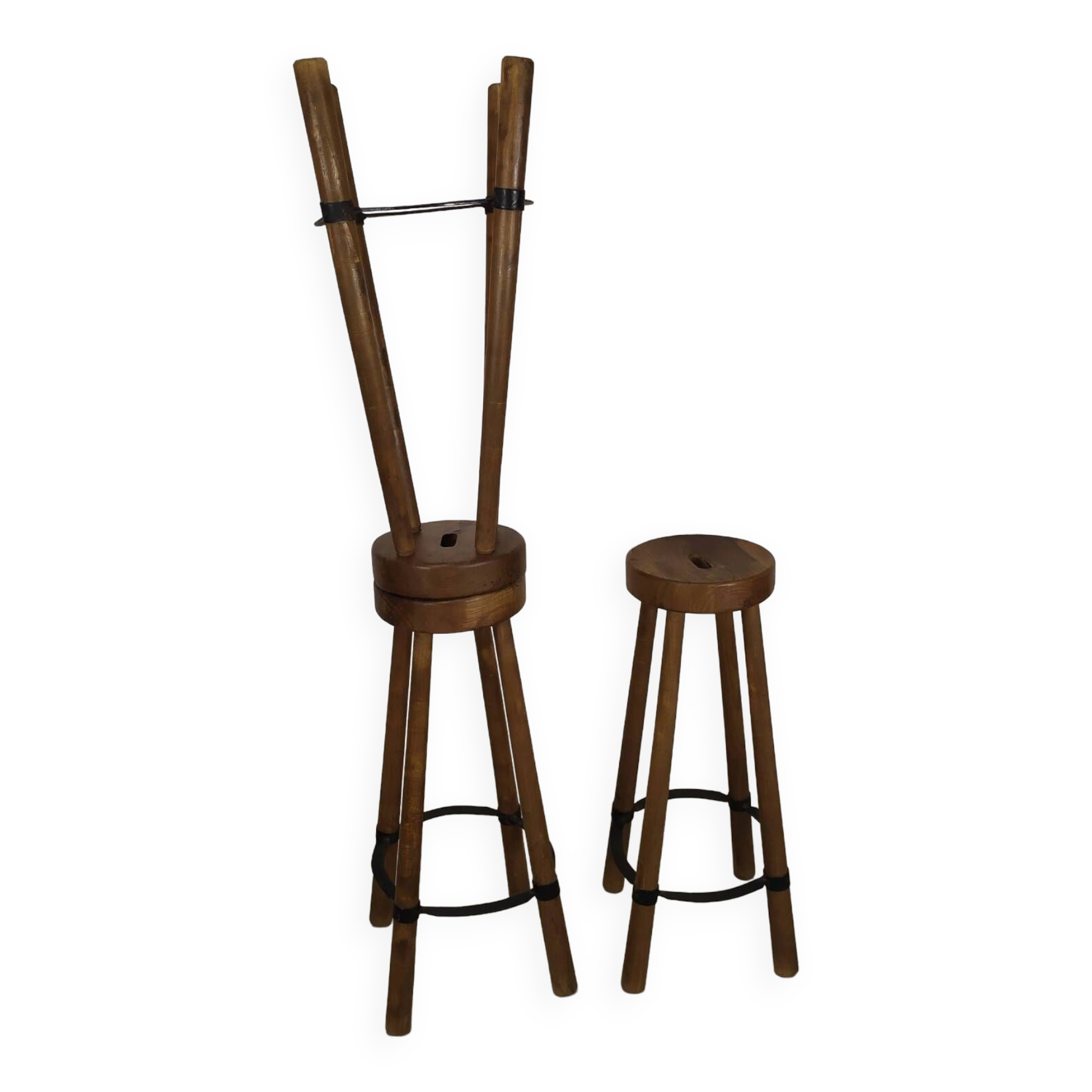 3 brutalist bar stools