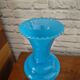 Large vintage blue and white opaline vase