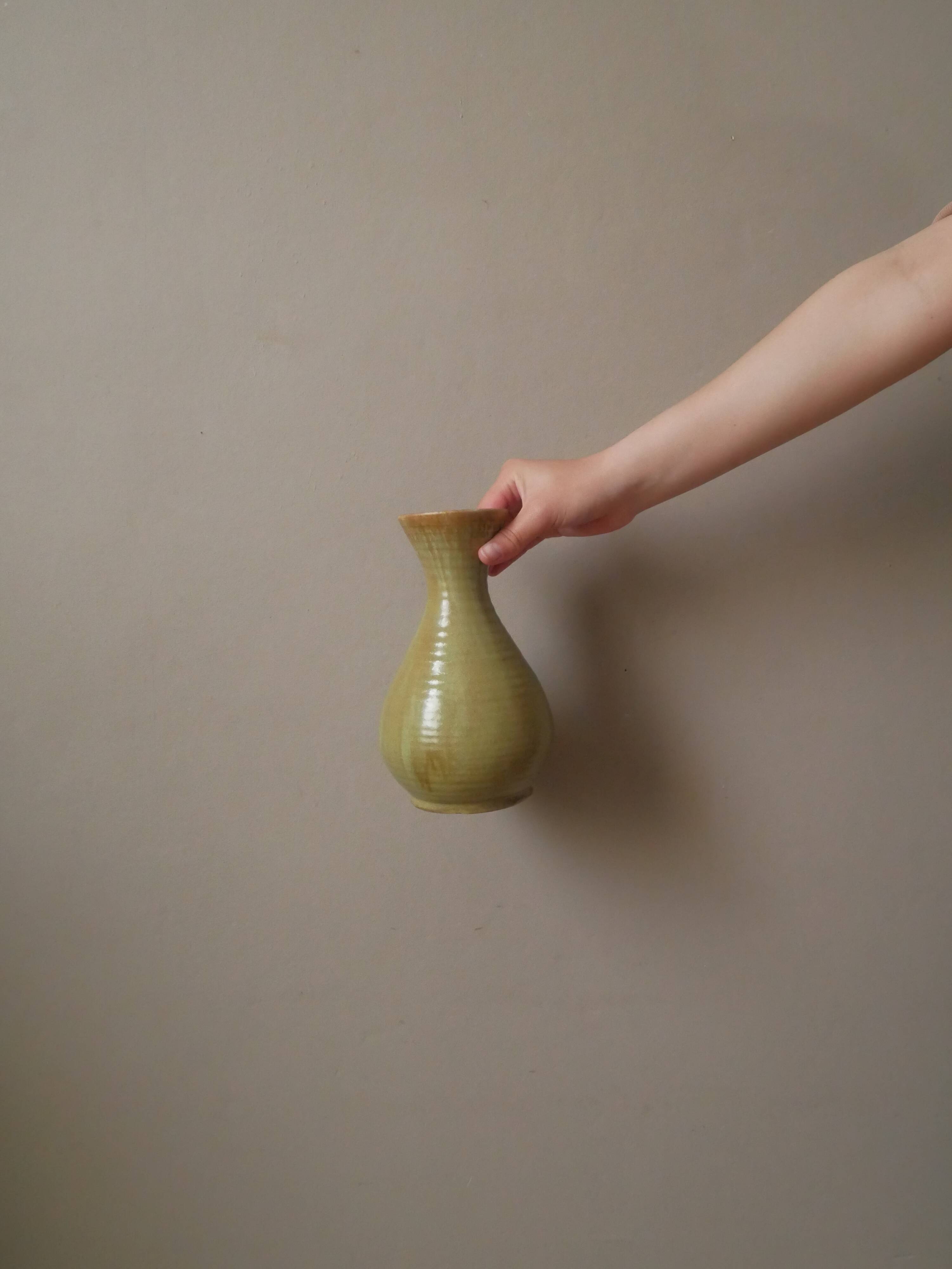 Accolay vase in enameled ceramic handmade pottery vintage Scandinavian country decoration