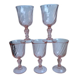 Set of 5 pink wine glasses 50s