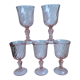 Set of 5 pink wine glasses 50s