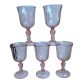 Set of 5 pink wine glasses 50s