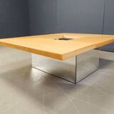 Vintage hidden bar coffee table by Paul michel in ash wood, 1970s