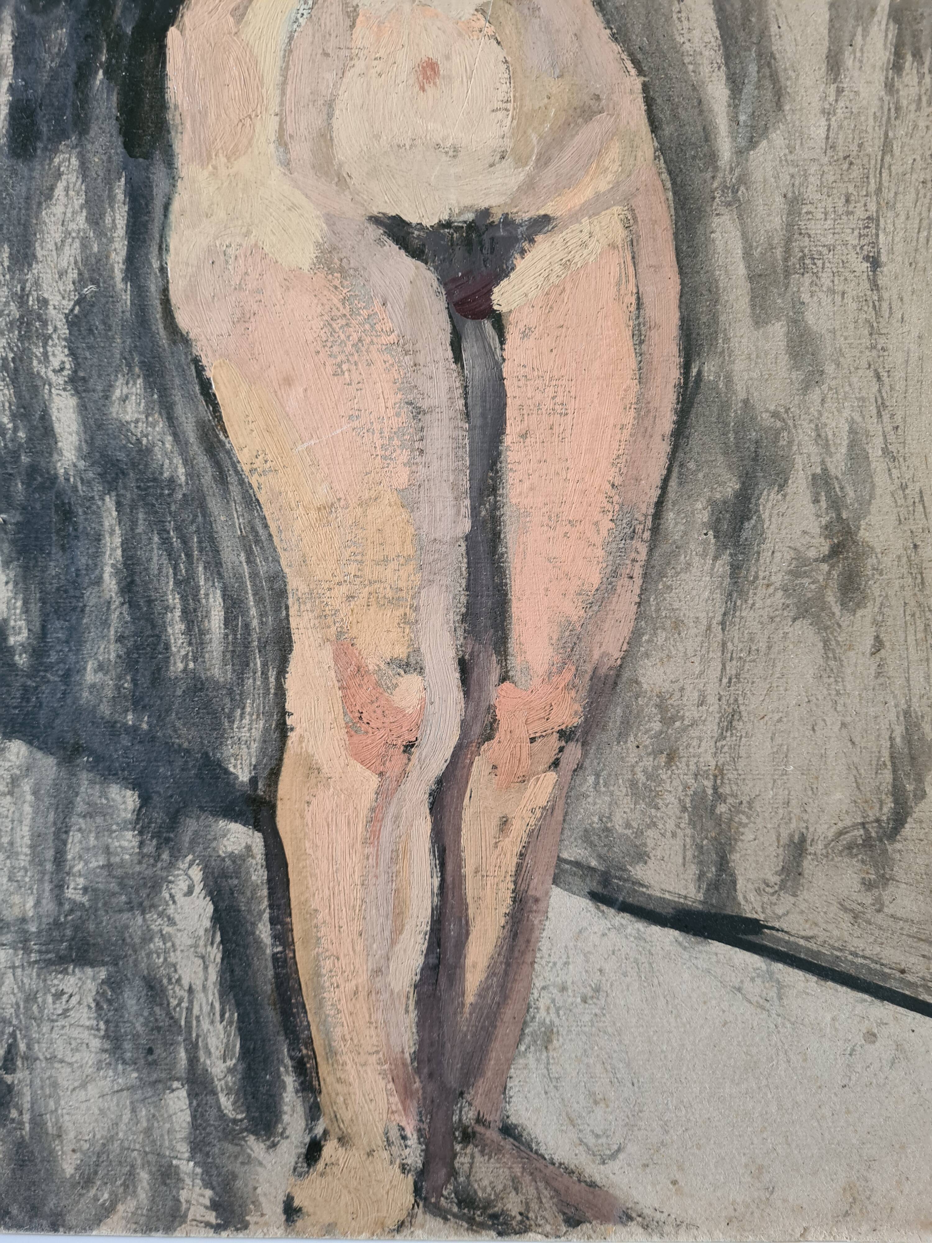 Study of nude in the workshop - oil of 1923 by Bordes