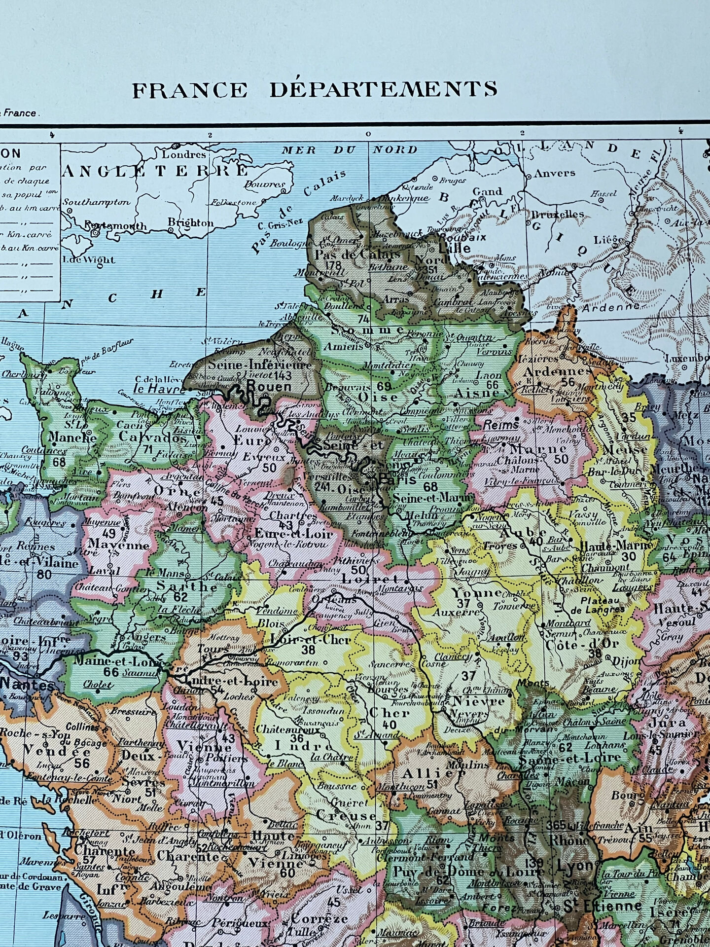 Original map of France 37x27cm - 1908