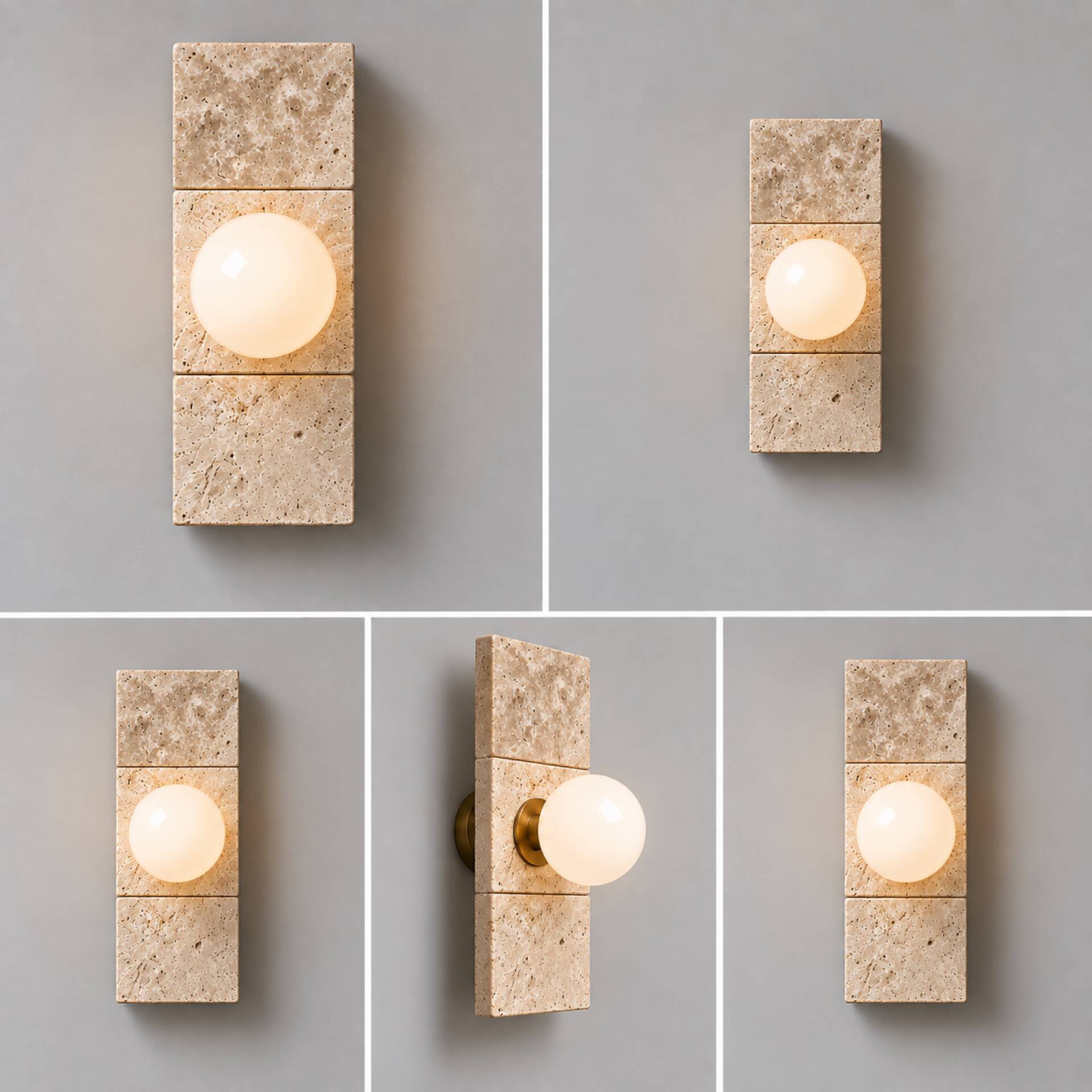 Wall light in travertine