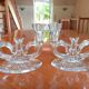 Pair of double glass candle holders