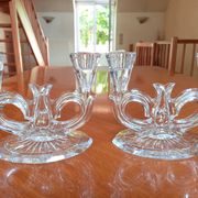 Pair of double glass candle holders