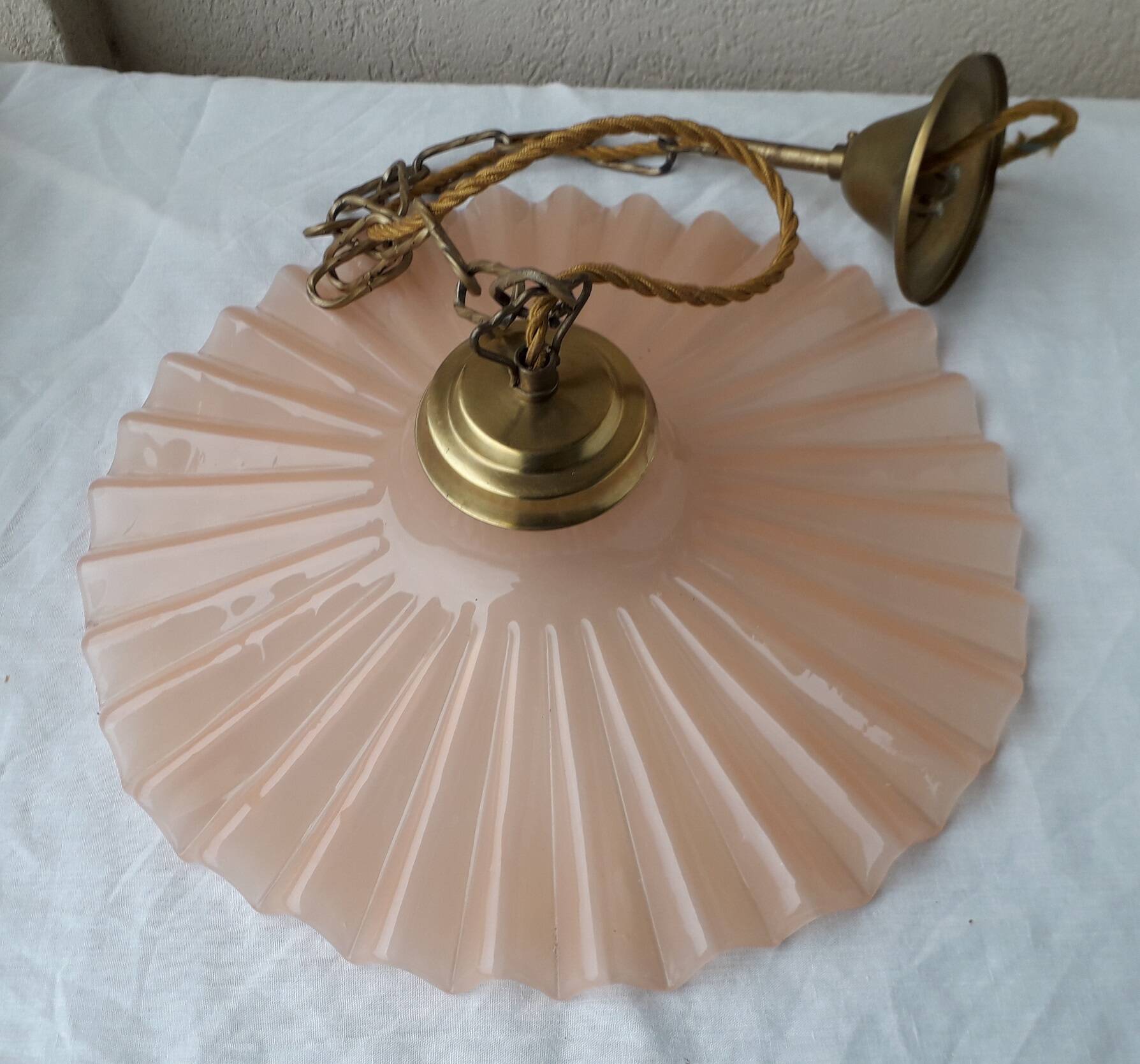 Pink glass pendant light