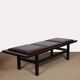 Large black wood and leather bench, 20th century work