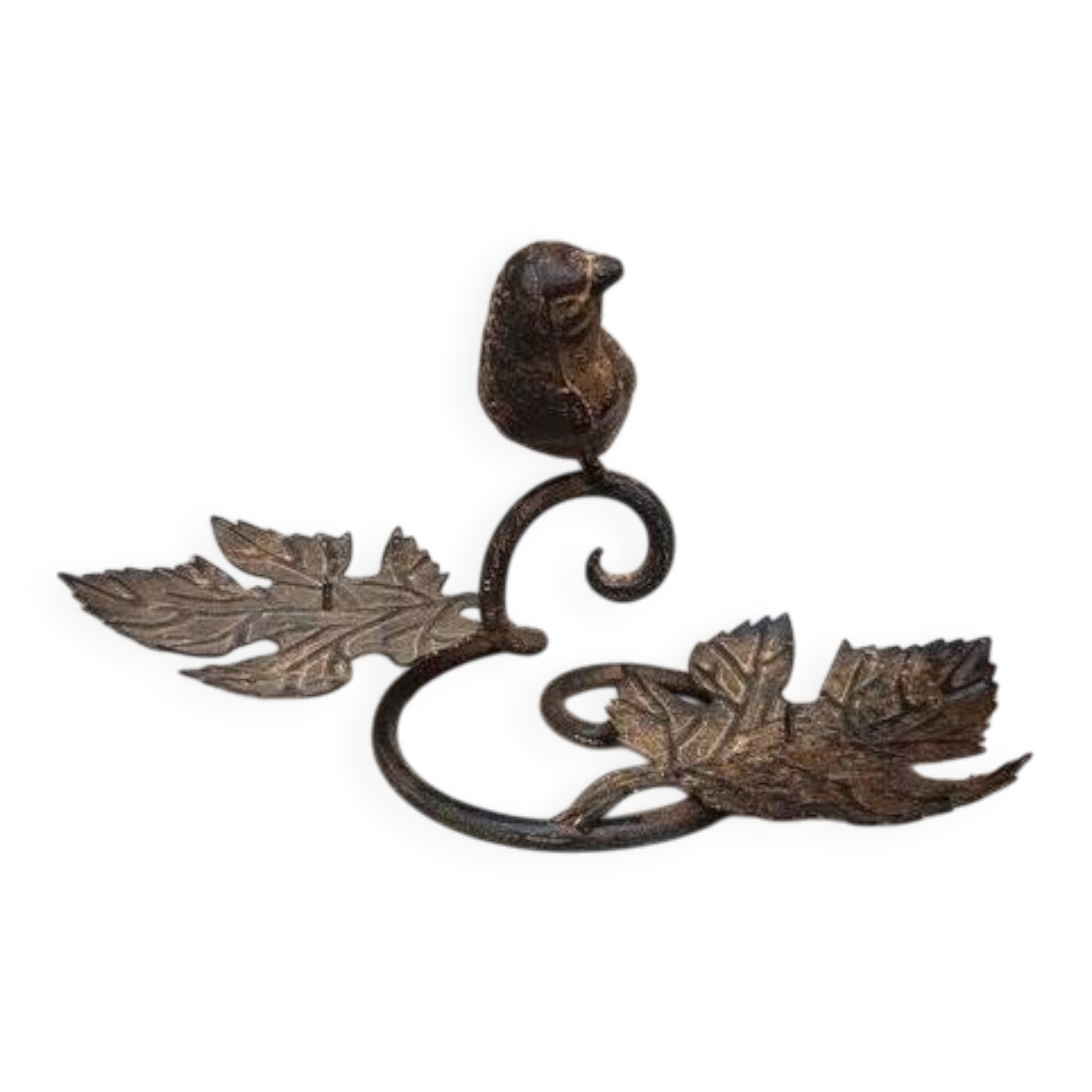 Bougeoir avec oiseau en métal noir